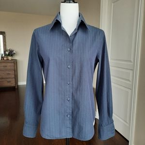 Armani Jeans Navy Striped Long Sleeve Shirt Size Large